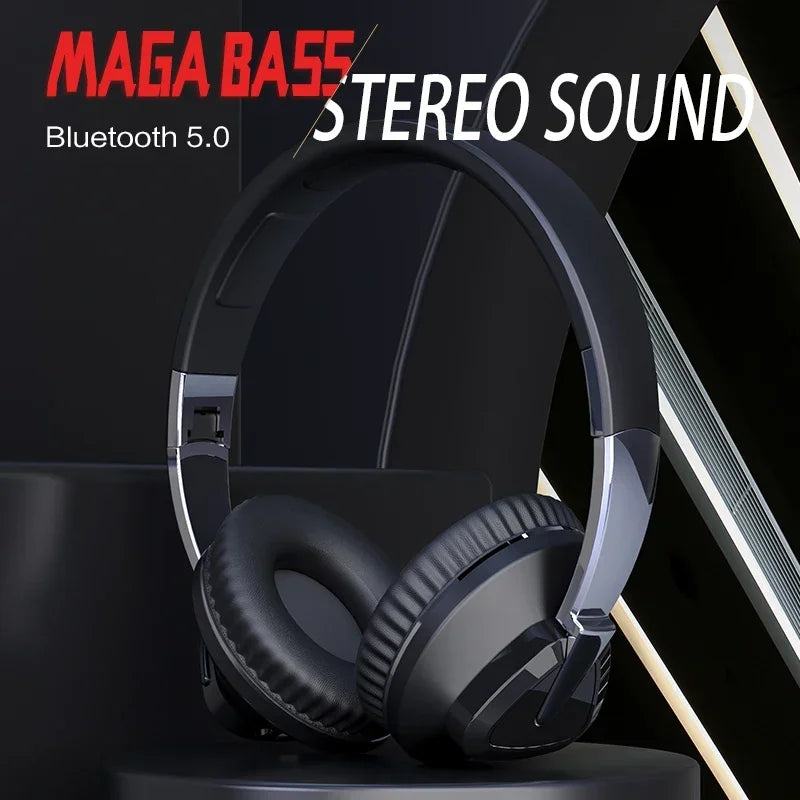Wireless Bluetooth Headphone Over the Ear Headset High Fidelity Bass Stereo Music Gaming Foldable Headsets with AUX Cable