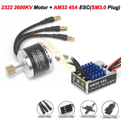 1/12 RC MN Car Upgrade Kit 2322 2600KV 3500KV Brushless Motor AM32 45A Metal ESC SM3.0/T Plug for MN82 MN99 MN168 MN78 Power Kit
