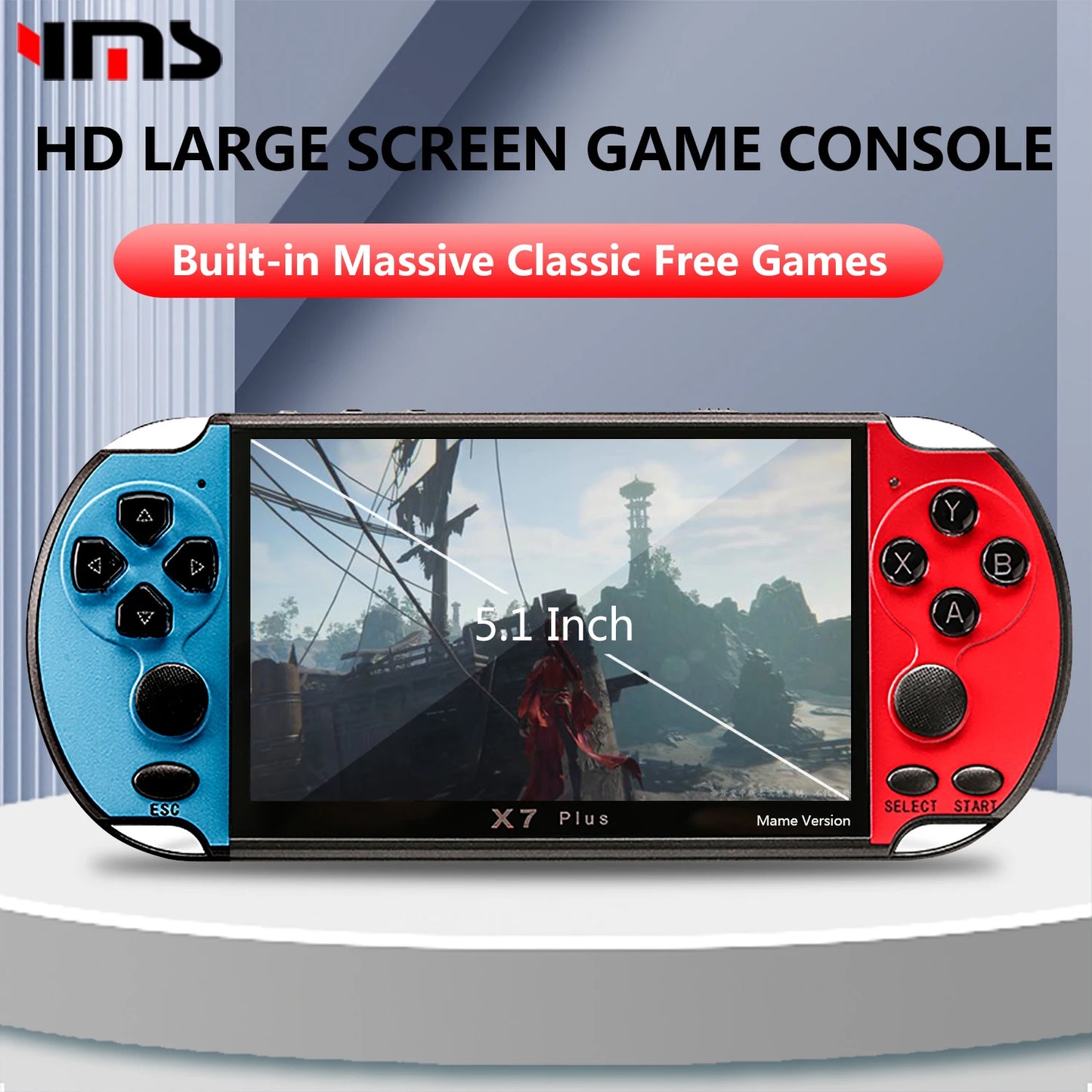 X7/X12 Plus Video Game Console Built-in 10,000 Games 7.1/5.1/4.3 Inch Portable Retro Game Console HD Video