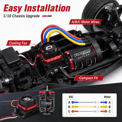 HOBBYWING QUICRUN G2 120A ESC & 540 Motor Brushless 10.5T/13.5T/17.5T/21.5T OUTLAW Version for 1/10 RC Racing Drift Off‑Road Car