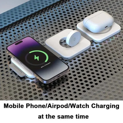 30W Fast Charging Pad Desktop Foldable 3 in 1 Wireless Charger For iPhone 16 15 14 13 12 Pro Max iWatch 10 9 8 7 6 AirPods Pro 2
