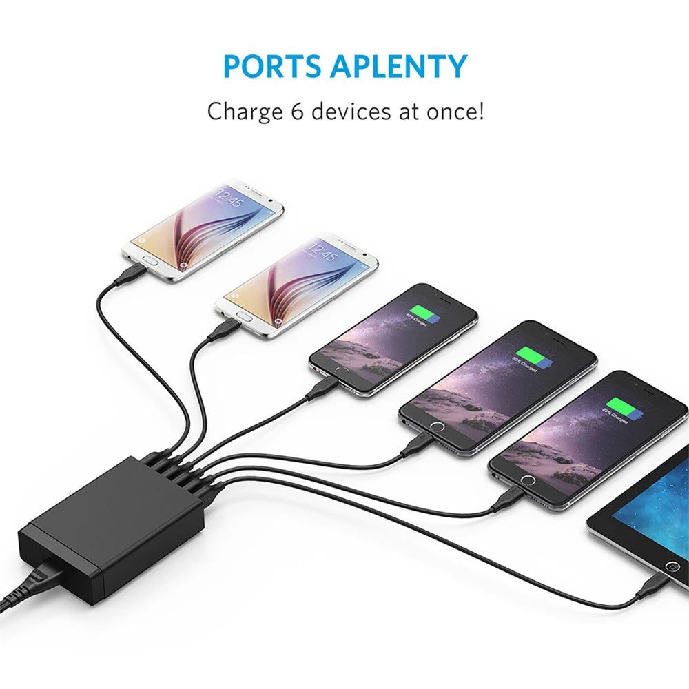 10-Port 60W Fast Charging USB Power Charger Hub Multi-Port Chargefor iPad, iPhone Other USB Devices