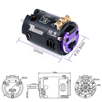 Rocket-RC Brushless Sensored Kit 540 Motor and 130A ESC Combo BEC 6V/5A for 1/10 RC RV Car