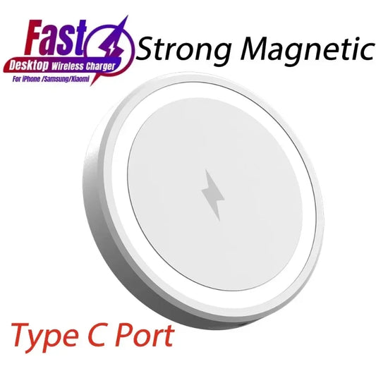 Magnetic Wireless Phone Charger Pad For Magsafe iPhone 16 15 14 13 12 Pro Max Desktop Chargers Type C Magnet Fast Charging Stand
