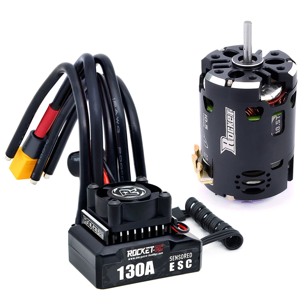 Rocket-RC Brushless Sensored Kit 540 Motor and 130A ESC Combo BEC 6V/5A for 1/10 RC RV Car