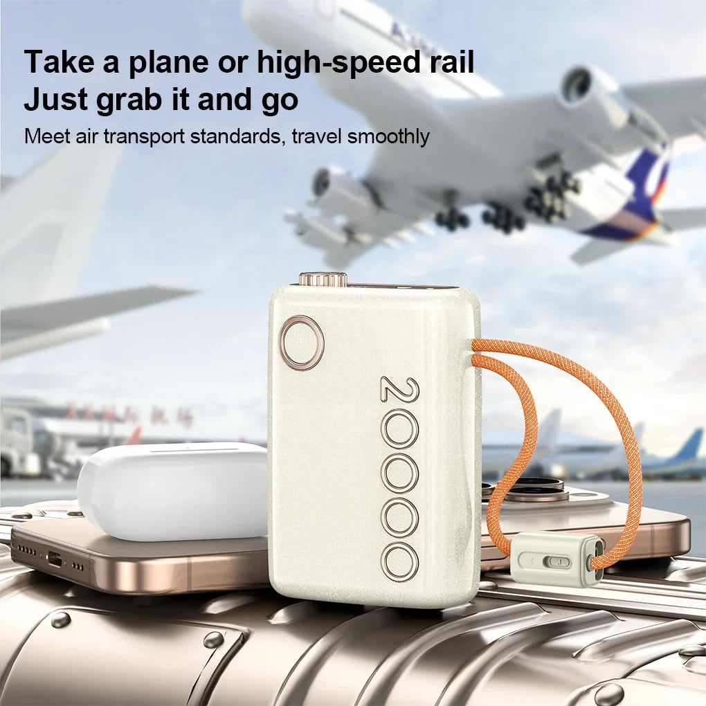 20000mAh Power Bank 66W Super Fast Charging Built in Cable Portable Hanging Small Mobile Power Bank