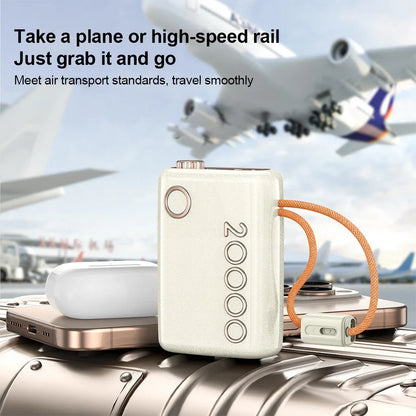 20000mAh Power Bank 66W Super Fast Charging Built in Cable Portable Hanging Small Mobile Power Bank