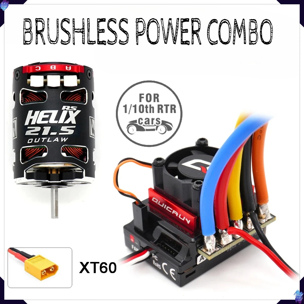 HOBBYWING QUICRUN G2 120A ESC & 540 Motor Brushless 10.5T/13.5T/17.5T/21.5T OUTLAW Version for 1/10 RC Racing Drift Off‑Road Car