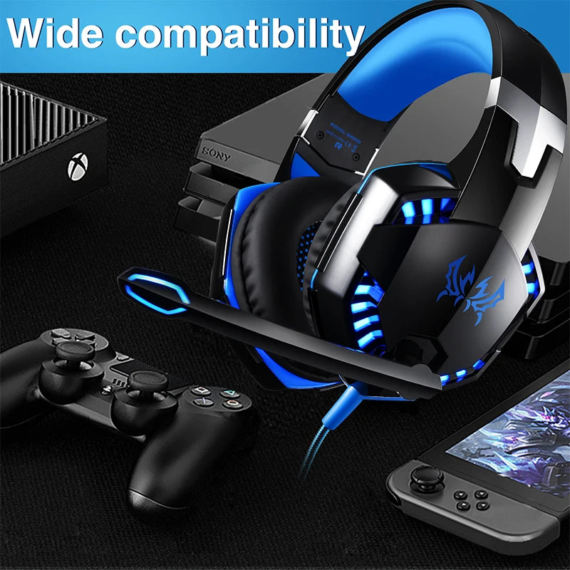 PC Gaming Headset Deep Bass Stereo Wired Computer LED Illuminated Headphone with microphone for PS4 XBOX PC Gamer