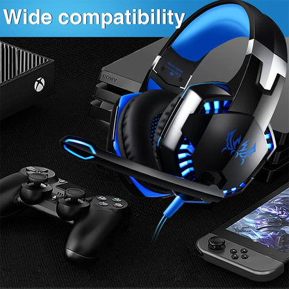 PC Gaming Headset Deep Bass Stereo Wired Computer LED Illuminated Headphone with microphone for PS4 XBOX PC Gamer