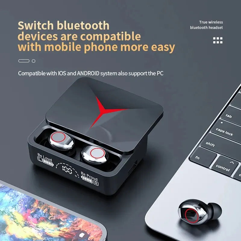 M90 Bluetooth 5.3 Earphones Wireless Headphone Touch Control Gaming Headsets TWS HIFI Stereo Noise Reduction earbuds With Mic