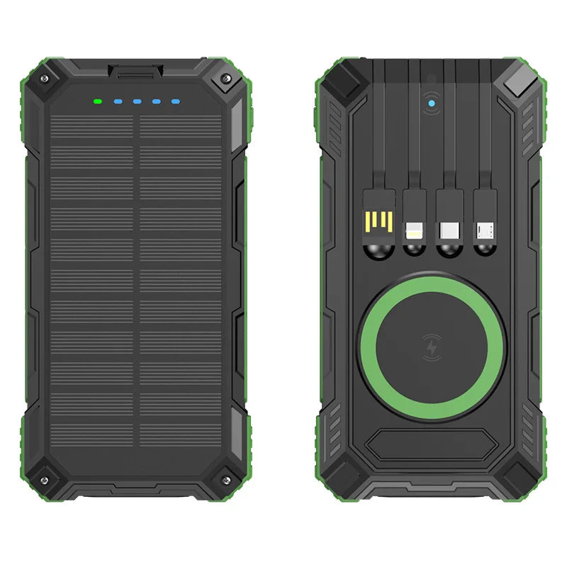 Portable Solar Power Bank Fast Charging 20000Mah Large Capacity, Wireless