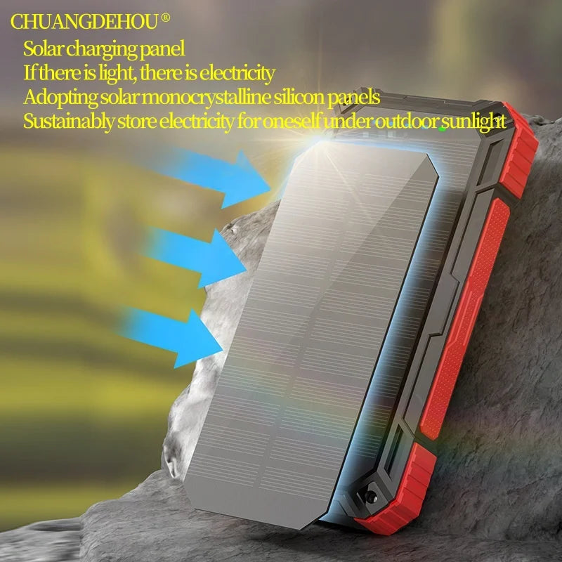 Portable Solar Power Bank Fast Charging 20000Mah Large Capacity, Wireless