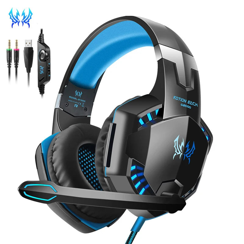 PC Gaming Headset Deep Bass Stereo Wired Computer LED Illuminated Headphone with microphone for PS4 XBOX PC Gamer