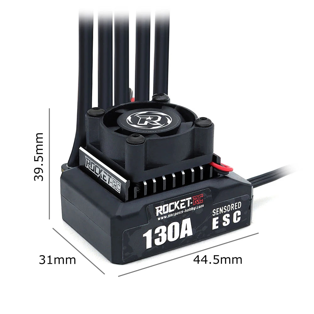 Rocket-RC Brushless Sensored Kit 540 Motor and 130A ESC Combo BEC 6V/5A for 1/10 RC RV Car