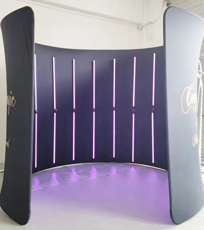 8ft/10ft Backdrop For 360 Photo Booth Machine Enclosure Backdrop Stand With 28/32 LED Light