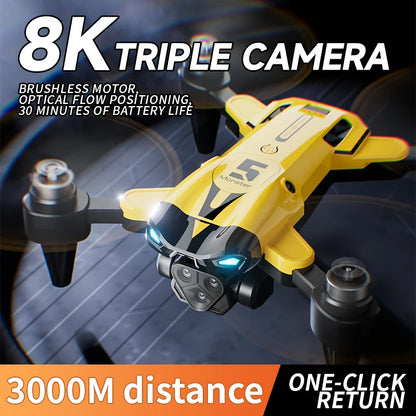 Drone 8K Professional Triple Camera Brushless Motor Optical Flow Positioning Foldable Quadcopter
