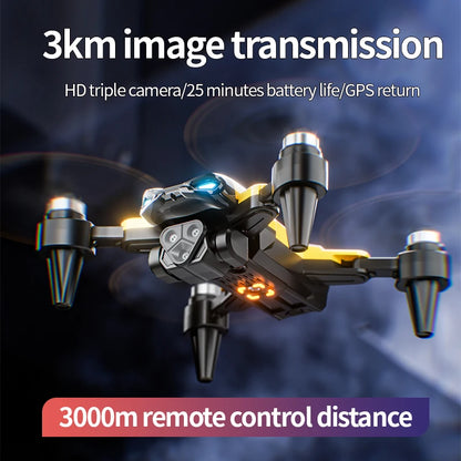 Drone 8K Professional Triple Camera Brushless Motor Optical Flow Positioning Foldable Quadcopter