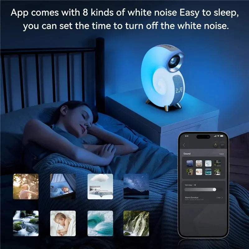 Bluetooth Speaker App Control LED Night Light Lamp Alarm Clock Portable Wireless Loudspeaker Music HiFi Stereo Sound Subwoofer