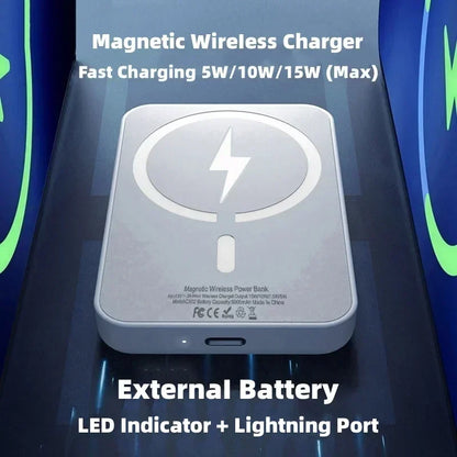 New 50000mAh Magnetic Wireless Power Bank Portable Charger External Auxiliary Battery Pack