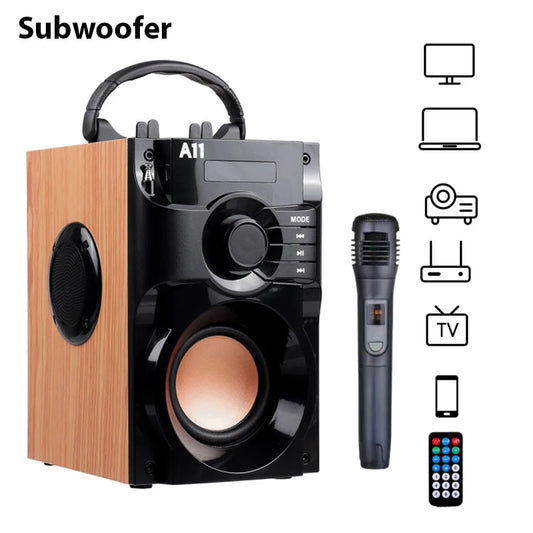 Karaoke Bluetooth Speaker Subwoofer Wireless Fm Radio 3D Stereo Sound Box Column Portable Caixa de Som Bluetooth Remote USB Mic