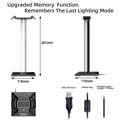 New RGB Gaming Headphone Stand Dual USB Port Touch Control Strip Light Desk Gaming Headset Holder Hanger Earphone Accessories