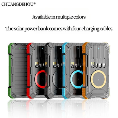 Portable Solar Power Bank Fast Charging 20000Mah Large Capacity, Wireless
