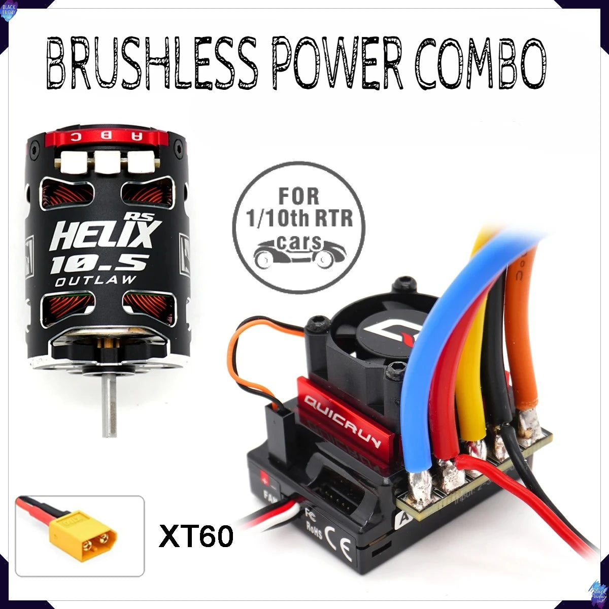 HOBBYWING QUICRUN G2 120A ESC & 540 Motor Brushless 10.5T/13.5T/17.5T/21.5T OUTLAW Version for 1/10 RC Racing Drift Off‑Road Car